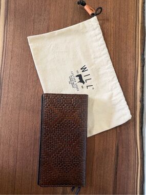 Will Leather Goods Brown Woven Leather Long Wallet